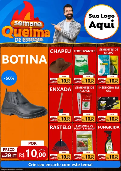 Modelo de Encarte para Encarte A4 Vertical com o tema Semana Queima de Estoque para Agropecuária