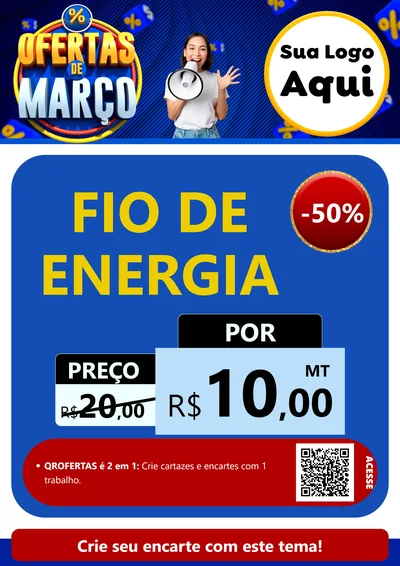 Modelo de Cartaz para Cartaz A4 Vertical com o tema Ofertas de Março para Materiais Elétricos