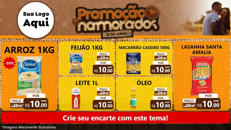 Modelo de TV para TV Horizontal com o tema Promoção Namorados para Supermercado