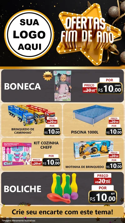 Modelo de TV para TV Vertical com o tema Ofertas de Fim de Ano para Brinquedos