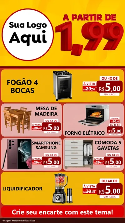 Modelo de TV para TV Vertical com o tema A Partir de Um e Noventa e Nove - 1,99 para Móveis e Eletro