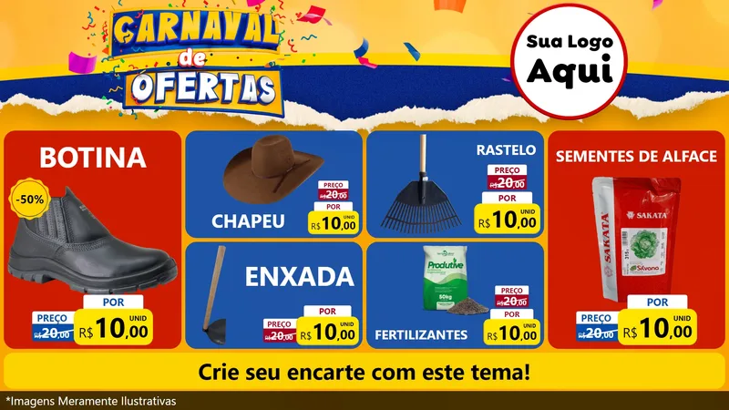 Modelo de TV para TV Horizontal com o tema Carnaval de Ofertas para Agropecuária