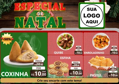 Modelo de Encarte para Encarte A4 Horizontal com o tema Especial de Natal para Salgadaria
