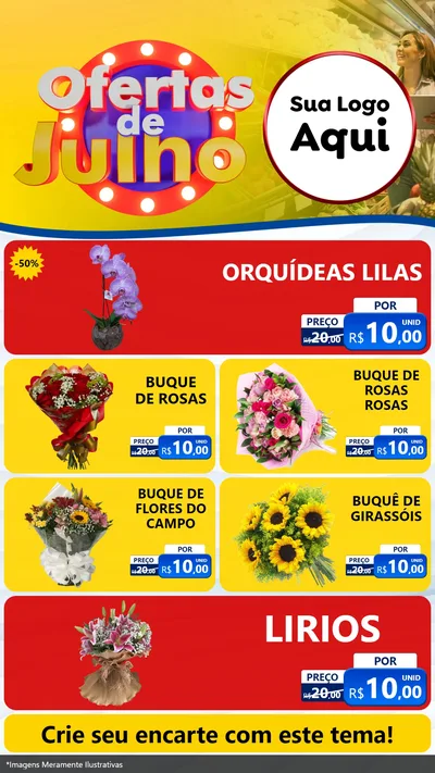 Modelo de TV para TV Vertical com o tema Ofertas de Julho para Floricultura e jardim