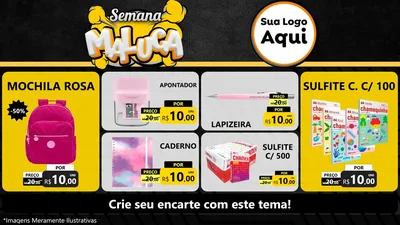Modelo de TV para TV Horizontal com o tema Semana Maluca para Papelaria
