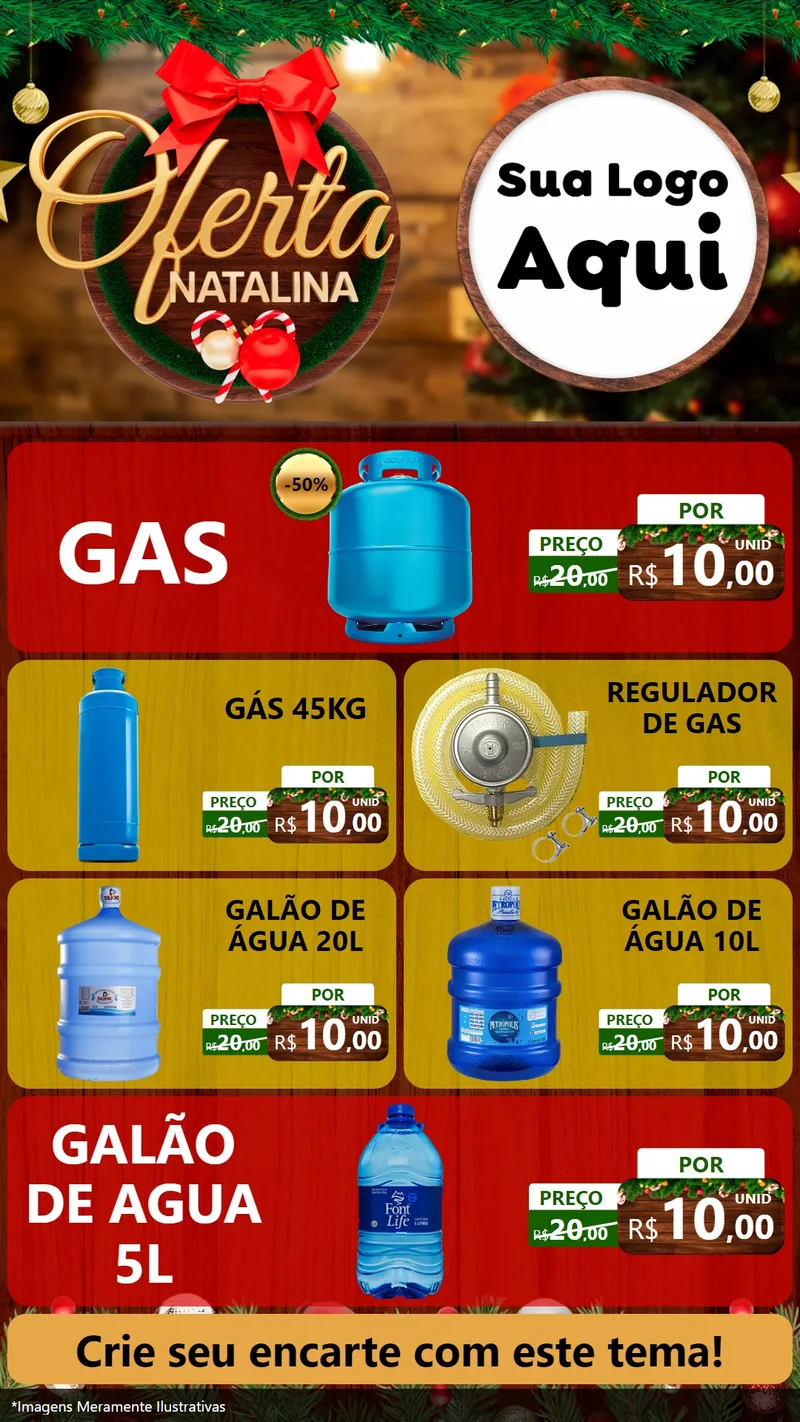 Modelo de TV para TV Vertical com o tema Ofertas Natalina para Água e gás