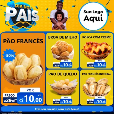 Modelo de Rede Social para Feed Facebook com o tema Dia dos Pais para Padaria