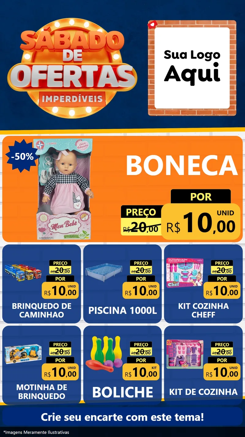 Modelo de Rede Social para Stories com o tema Sábado de Ofertas Imperdíveis para Brinquedos