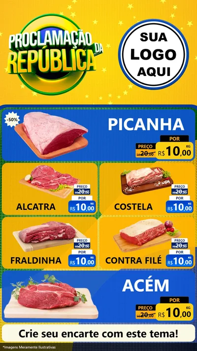 Modelo de TV para TV Vertical com o tema Proclamação da República para Açougue