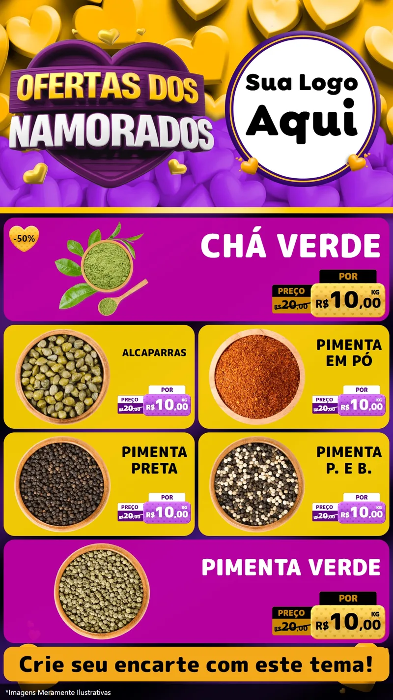 Modelo de TV para TV Vertical com o tema Oferta Dos Namorados para Produtos Naturais
