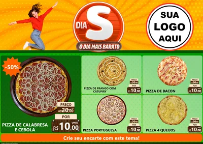Modelo de Encarte para Encarte A4 Horizontal com o tema Dia S - O Dia Mais Barato para Pizzaria