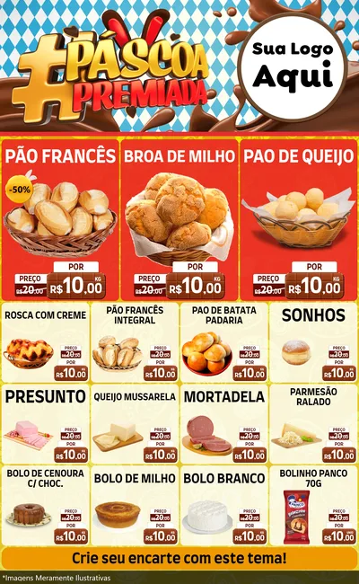 Modelo de Encarte para Encarte Grande com o tema Páscoa Premiada para Padaria