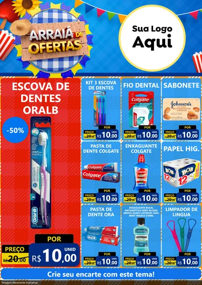 Modelo de Encarte para Encarte A4 Vertical com o tema Arraiá de Ofertas para Higiene Pessoal