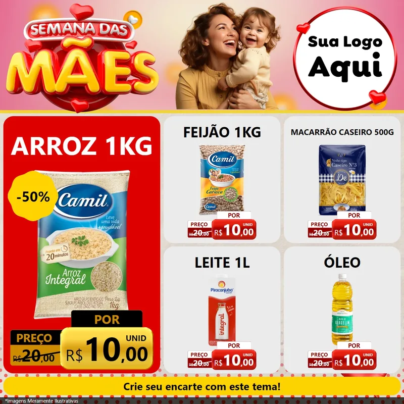 Modelo de Rede Social para Feed Facebook com o tema Semana das Mães para Supermercado