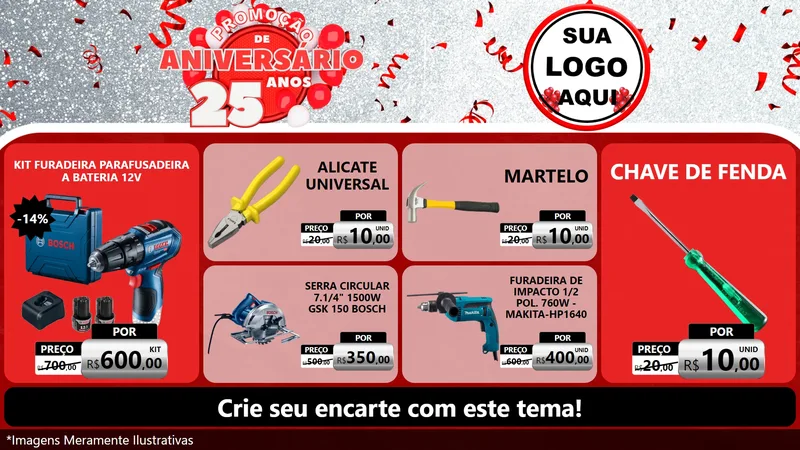 Modelo de TV para TV Horizontal com o tema Promoção de Aniversário - 25Anos para Maquinas e Ferramentas