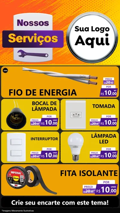 Modelo de TV para TV Vertical com o tema Nossos Serviços para Materiais Elétricos