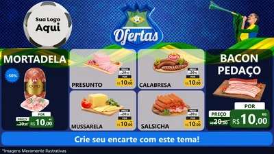 Modelo de TV para TV Horizontal com o tema Ofertas (Futebol) para Frios e Laticínios
