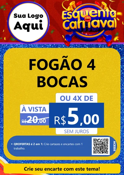 Modelo de Cartaz para Cartaz A4 Vertical com o tema Esquenta de Carnaval para Móveis e Eletro