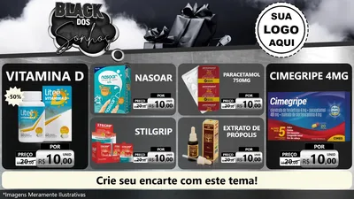 Modelo de TV para TV Horizontal com o tema Black dos Sonhos para Farmácia