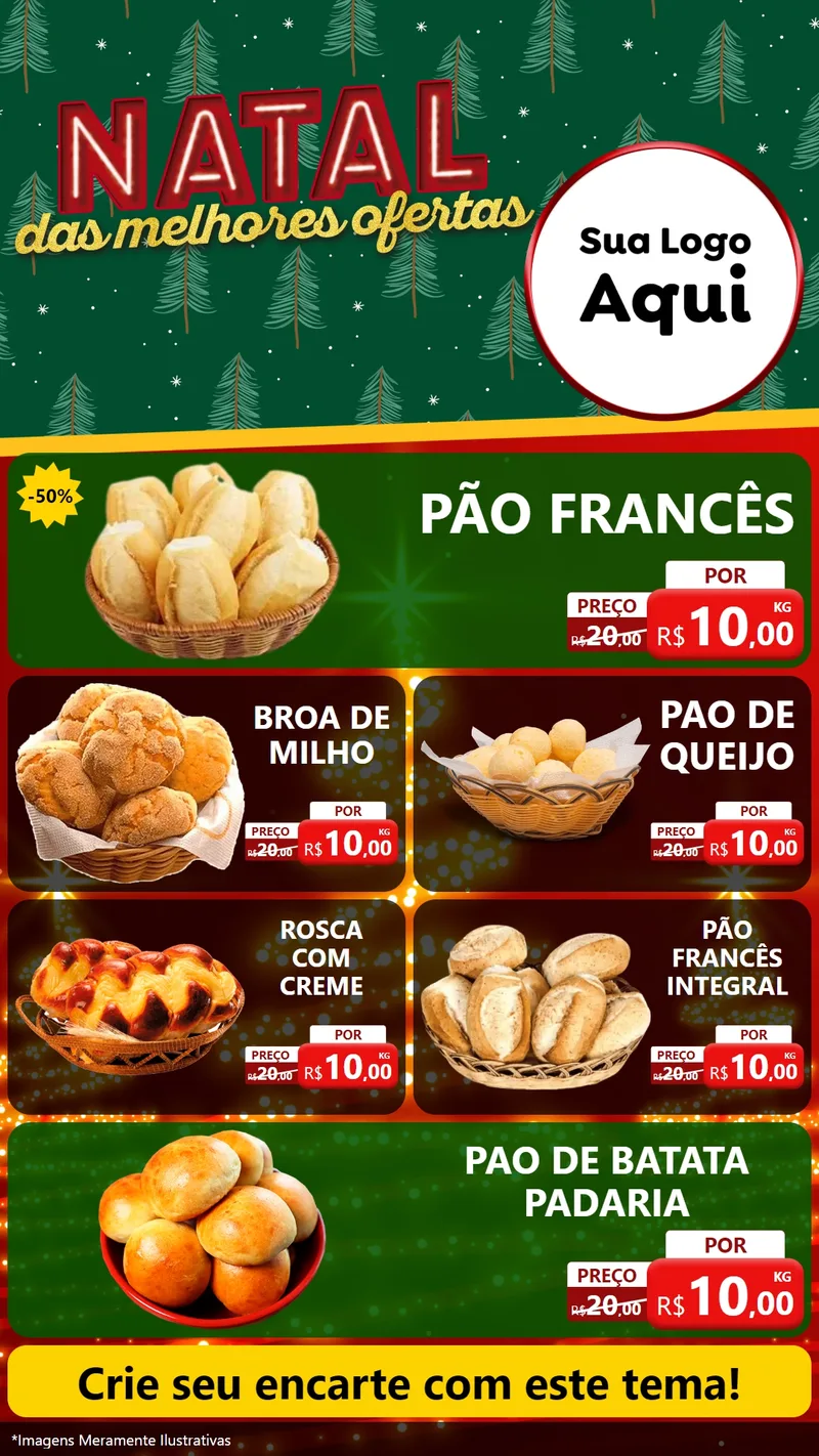 Modelo de TV para TV Vertical com o tema Natal das Melhores Ofertas para Padaria