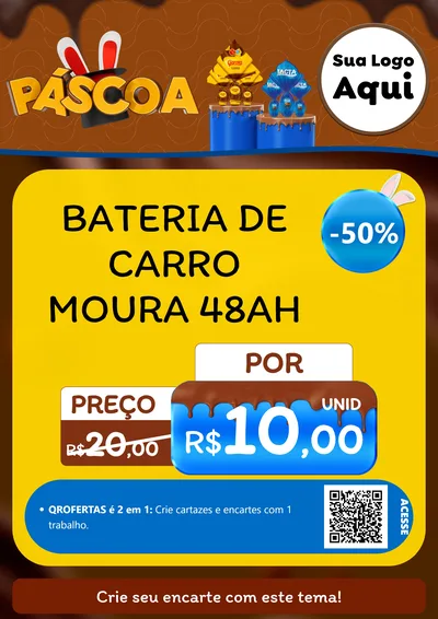 Modelo de Cartaz para Cartaz A4 Vertical com o tema Páscoa para Baterias Elétricas