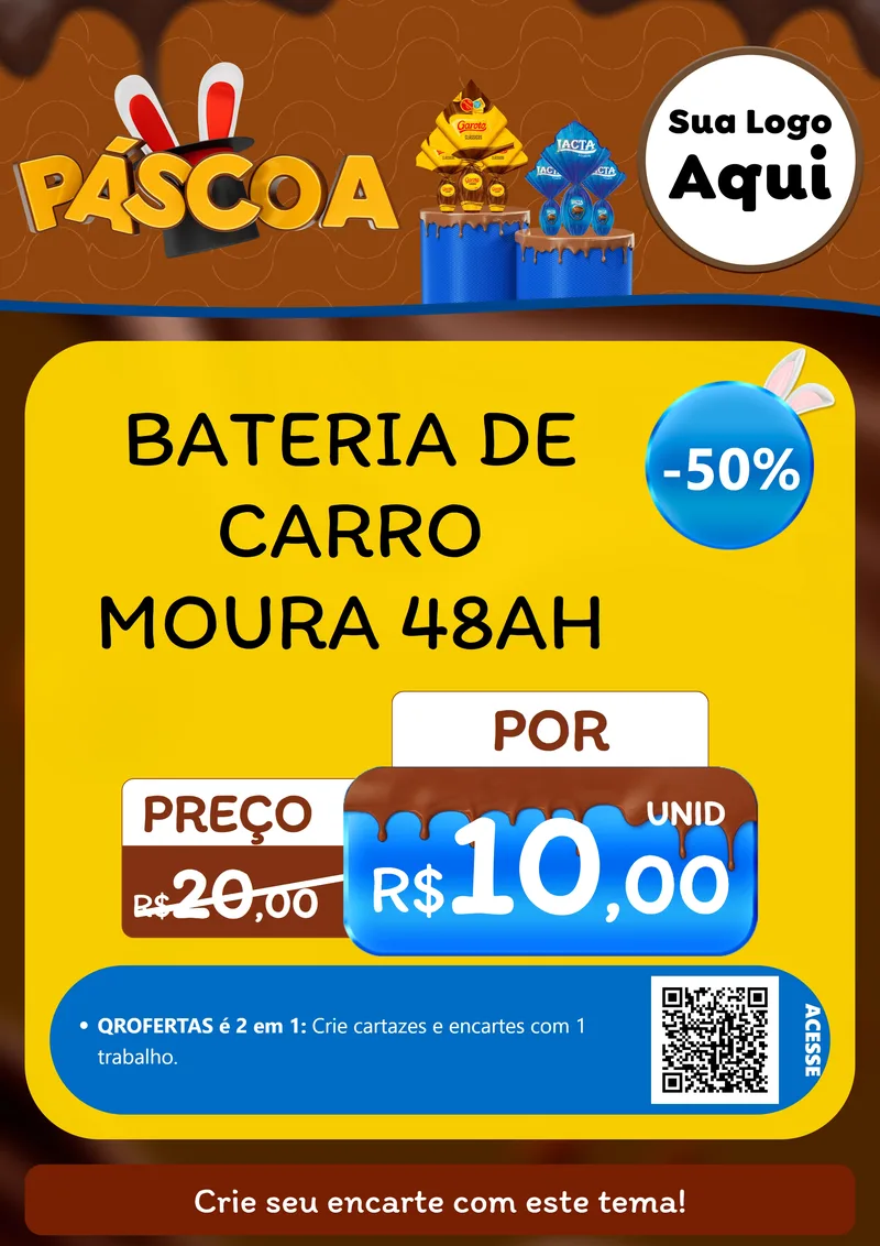 Modelo de Cartaz para Cartaz A4 Vertical com o tema Páscoa para Baterias Elétricas