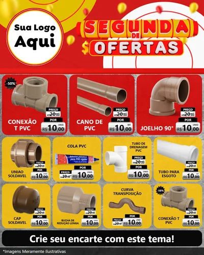 Modelo de Rede Social para Feed Instagram com o tema Segunda de Ofertas para Tubos e conexões