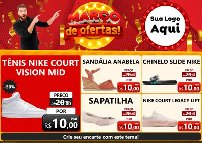 Modelo de Encarte para Encarte A4 Horizontal com o tema Março de Ofertas! para Calçados
