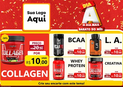 Modelo de Encarte para Encarte A4 Horizontal com o tema Dia A o Dia Mais Barato do Mês para Suplementos alimentares