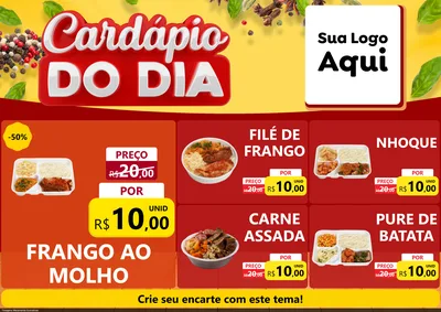 Modelo de Encarte para Encarte A4 Horizontal com o tema Cardápio do Dia para Restaurante