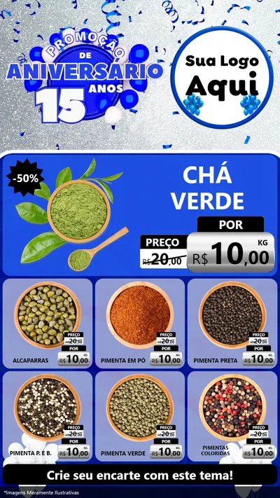 Modelo de Rede Social para Stories com o tema Promoção de Aniversário - 15 Anos para Produtos Naturais