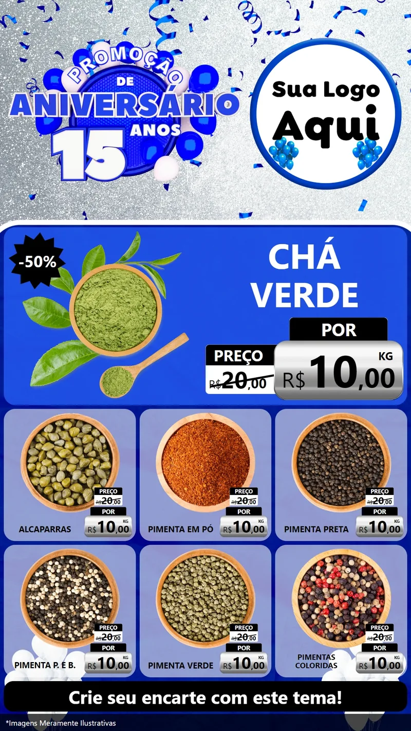 Modelo de Rede Social para Stories com o tema Promoção de Aniversário - 15 Anos para Produtos Naturais