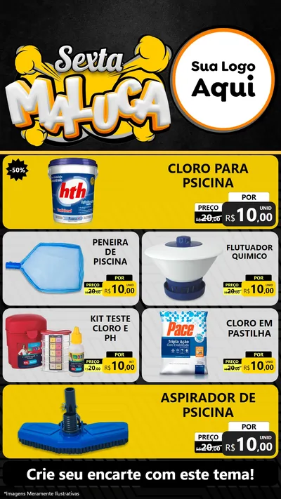Modelo de TV para TV Vertical com o tema Sexta Maluca para Produtos para Piscina