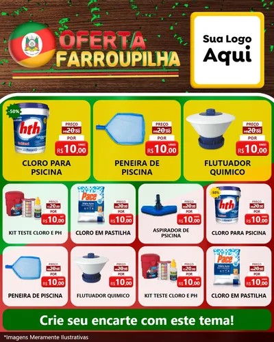 Modelo de Rede Social para Feed Instagram com o tema Oferta Farroupilha para Produtos para Piscina