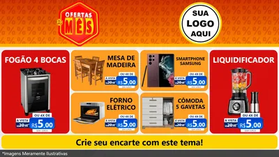 Modelo de TV para TV Horizontal com o tema Ofertas do Mês para Móveis e Eletro