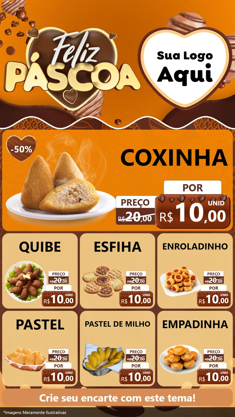 Modelo de Rede Social para Stories com o tema Feliz Páscoa para Salgadaria