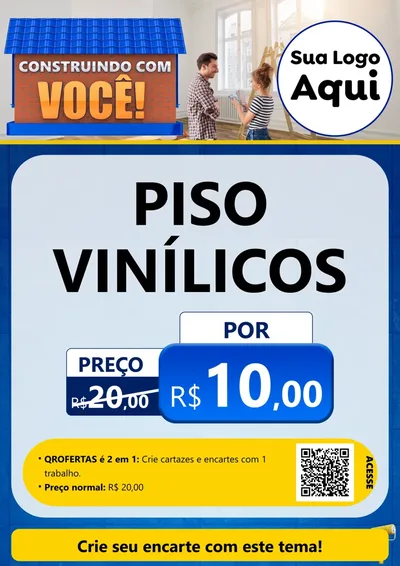 Modelo de Cartaz para Cartaz A4 Vertical com o tema Construindo Com Você para Material para Construção