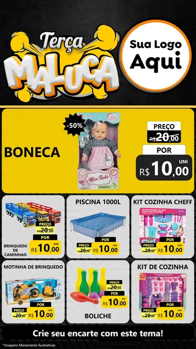 Modelo de Rede Social para Stories com o tema Terça Maluca para Brinquedos