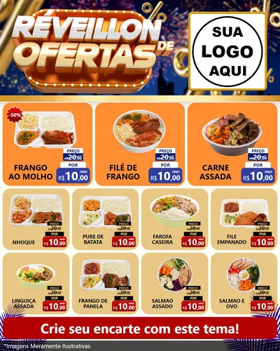 Modelo de Rede Social para Feed Instagram com o tema Réveillon de Ofertas para Restaurante