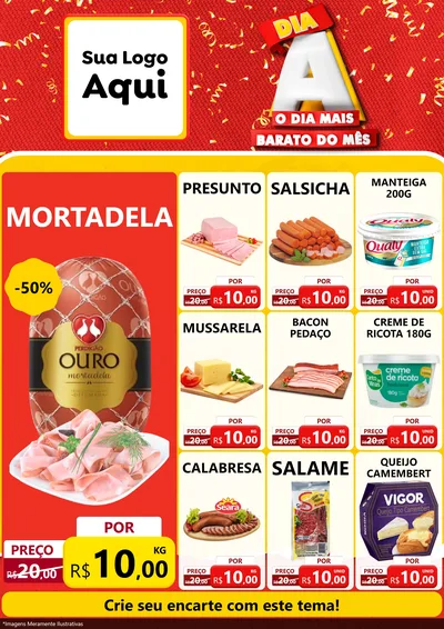 Modelo de Encarte para Encarte A4 Vertical com o tema Dia A o Dia Mais Barato do Mês para Frios e Laticínios
