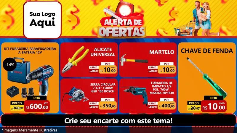 Modelo de TV para TV Horizontal com o tema Alerta de Ofertas para Maquinas e Ferramentas