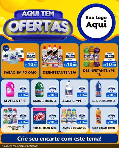 Modelo de Rede Social para Feed Instagram com o tema Aqui Tem Ofertas para Produtos de Limpeza