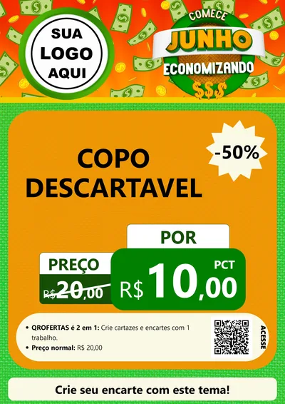 Modelo de Cartaz para Cartaz A4 Vertical com o tema Comece Junho Economizando para Embalagens