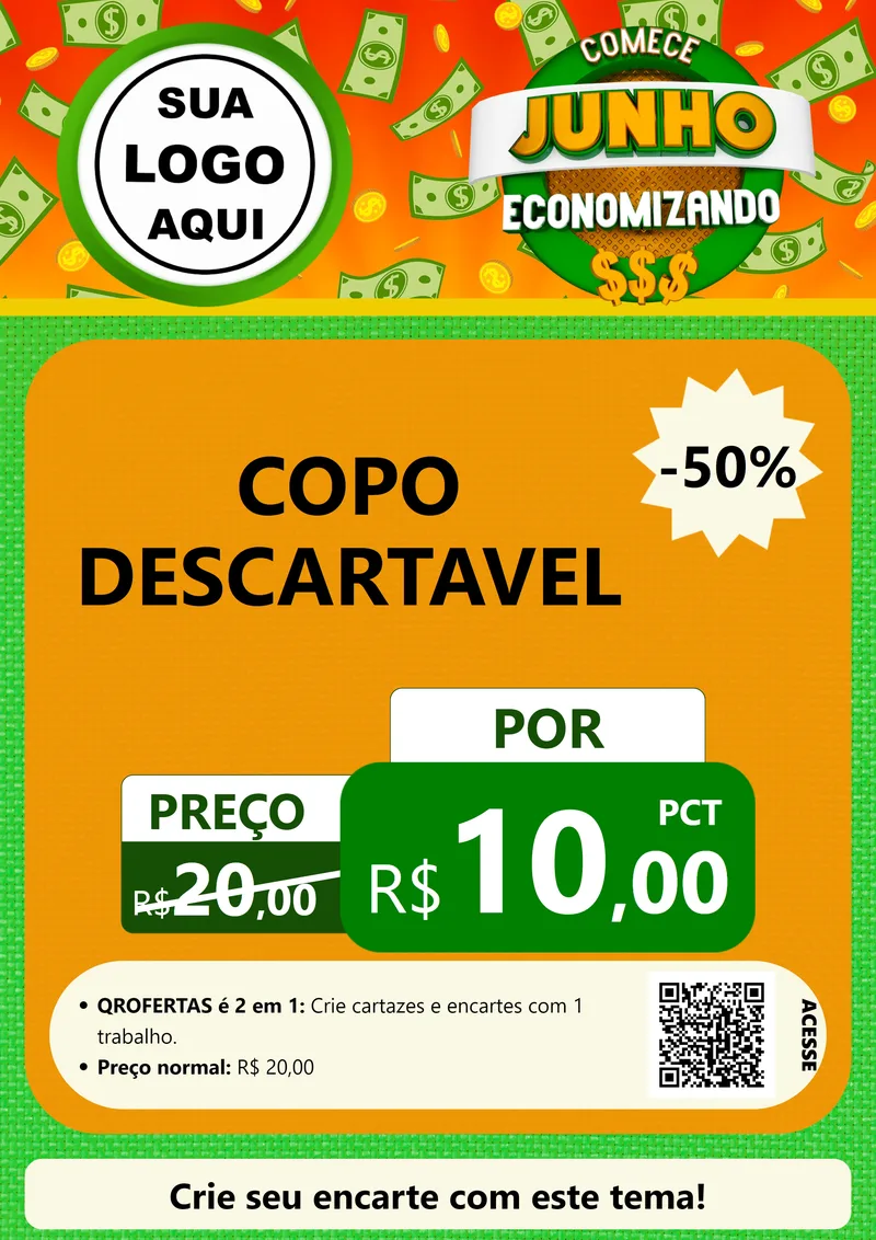 Modelo de Cartaz para Cartaz A4 Vertical com o tema Comece Junho Economizando para Embalagens