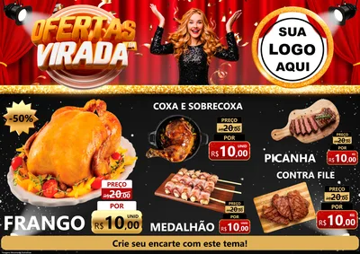 Modelo de Encarte para Encarte A4 Horizontal com o tema Ofertas da Virada para Assados