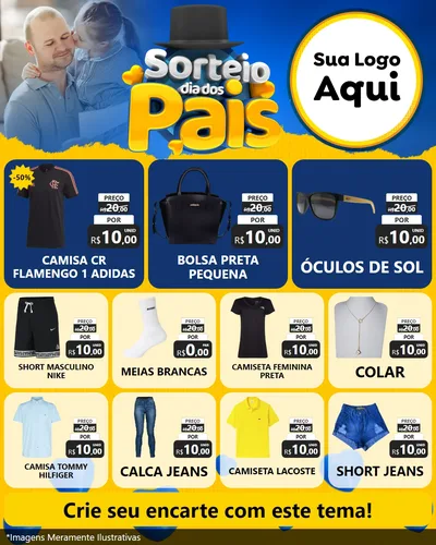 Modelo de Rede Social para Feed Instagram com o tema Sorteio Dia Dos Pais para Roupas e acessórios
