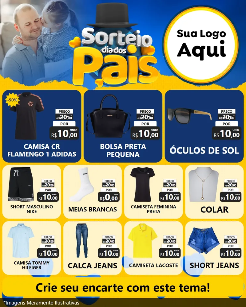 Modelo de Rede Social para Feed Instagram com o tema Sorteio Dia Dos Pais para Roupas e acessórios