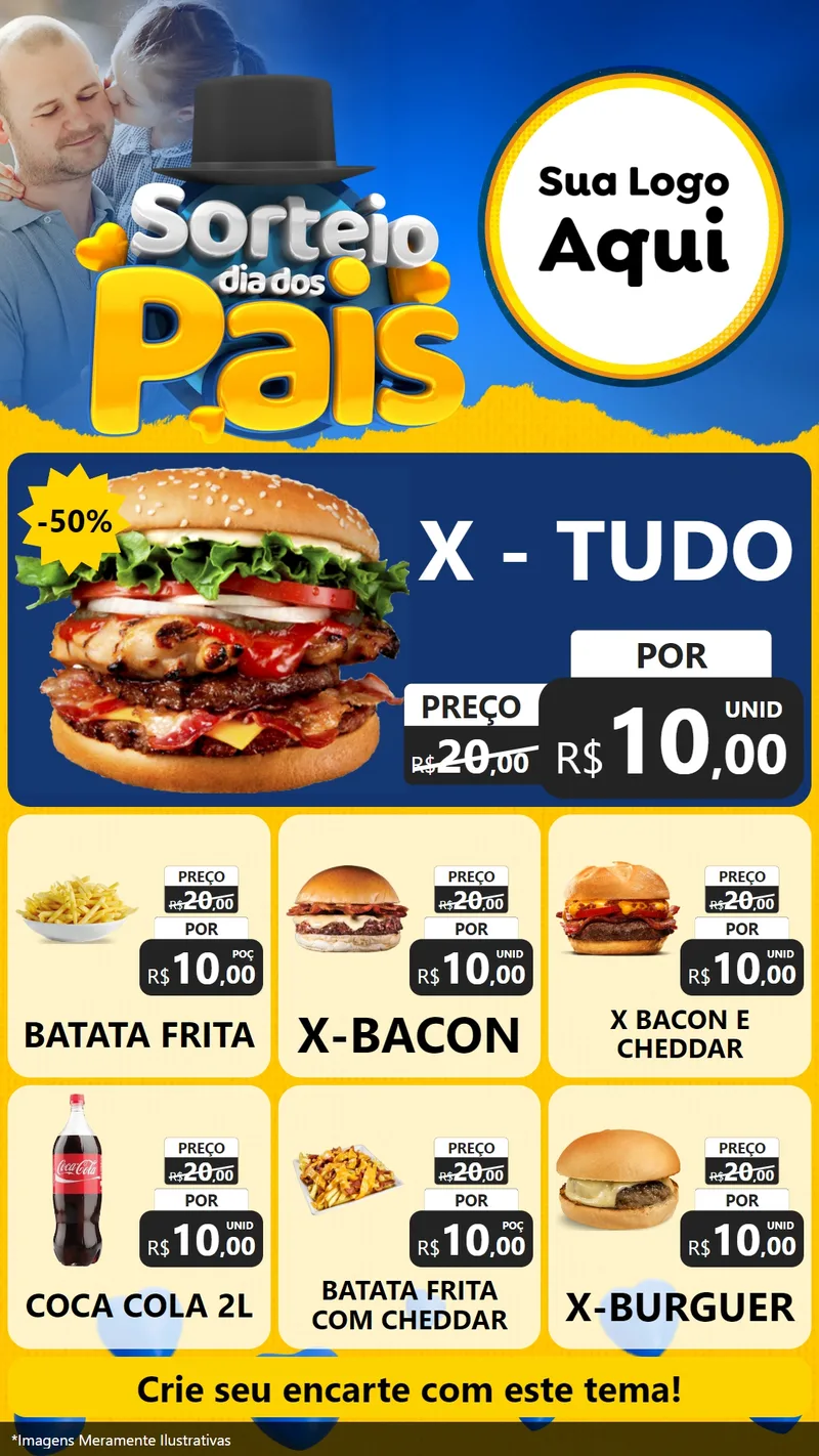 Modelo de Rede Social para Stories com o tema Sorteio Dia Dos Pais para Hamburgueria