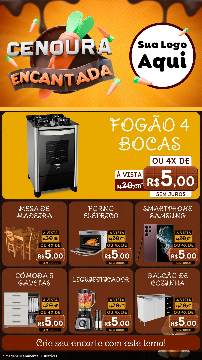 Modelo de Rede Social para Stories com o tema Cenoura Encantada - Páscoa para Móveis e Eletro