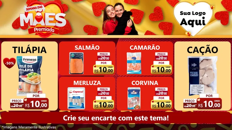 Modelo de TV para TV Horizontal com o tema Semana das Mães Premiada para Peixaria